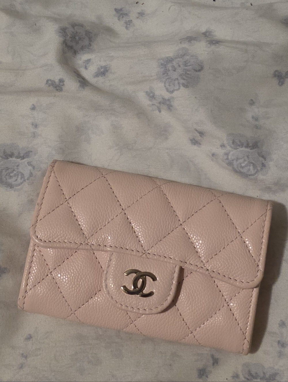 CHANEL Light Pink Quilted Leather Mini Wallet with CC Turnlock